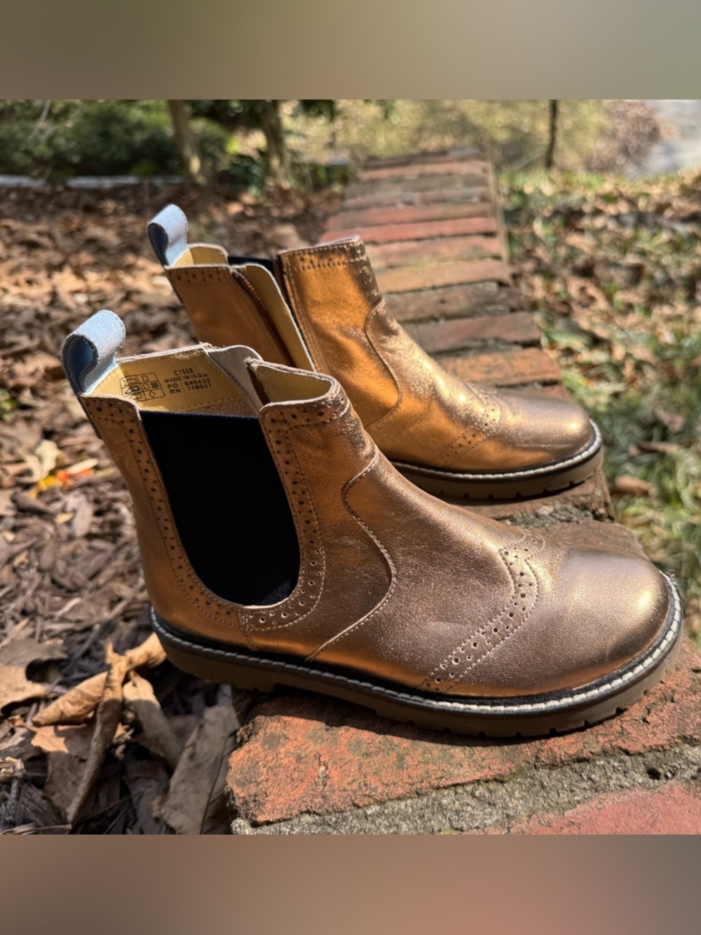 Mini Boden Bronze Metallic Chelsea Boots for Kids